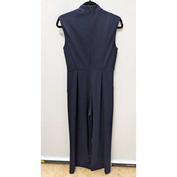 Calvin Klein Navy Sleeveless Faux-Wrap Jumpsuit - Picture 2 of 2
